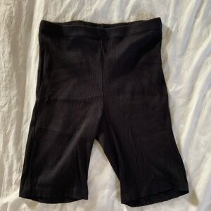 LETT Cotton Black Ribbed Women Bike Shorts
